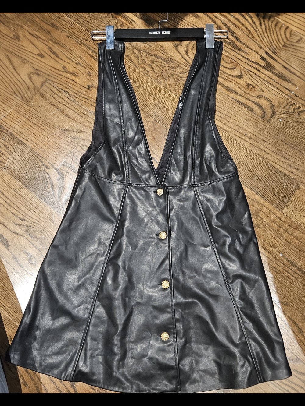 Zara Black Faux Leather Trim Top Dress